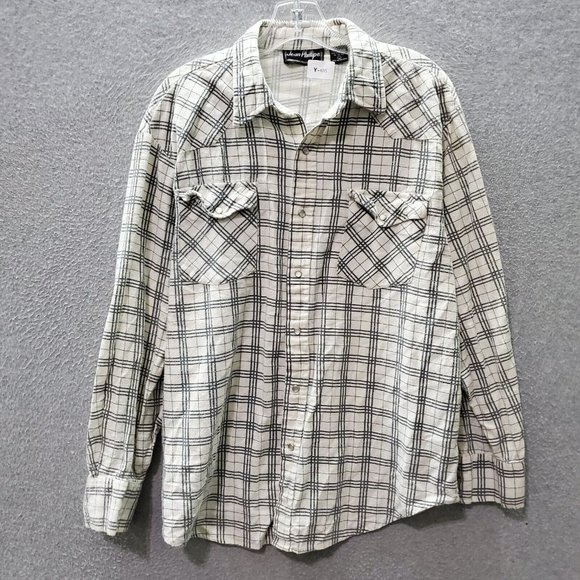 Jean Phillipe Men Button Up Shirt Large Gray Plaid Flannel Pearl‎ Snap Collar - Picture 1 of 8